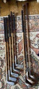 8 x VINTAGE HICKORY SCHAFT GOLFSCHLÄGER Holz Eisen Putter Wilson Leven Trapp TC - Bild 1 von 15