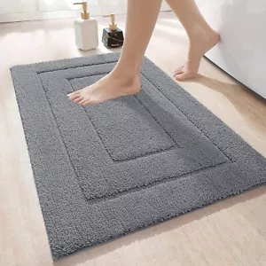 Badezimmer Teppich Badematte Badvorleger Saugfähig Rutschfest Grau 50x80 B1128 - Bild 1 von 6