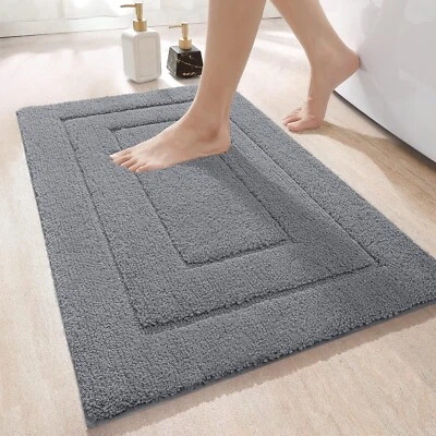 Badezimmer Teppich Badematte Badvorleger Saugfähig Rutschfest Grau 60x110 B1130 - Bild 1 von 4