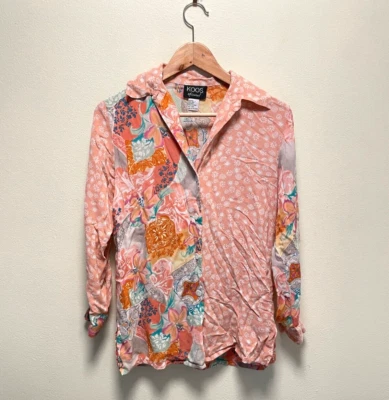 Vintage Koos of Course Womens Top Size XS Pink Mixed Media Silk Artsy Wacky 90s Foto 1 de 4
