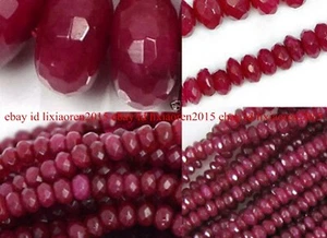 Faceted 2x4mm/4x6mm/5x8mm Brazil Red Ruby Gemstone Rondelle Loose Beads 15'' - Picture 1 of 15