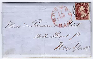 #26A-3 Centesimi 1857, 81R11e, "BOSTON 15 FEB MASS." - Parsins & Petit NYC 1858 - Foto 1 di 4