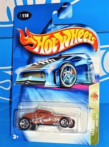 Hot Wheels 2004 Tat Rods Series #118 Sooo Fast Flat Brown w/ 5SPs China Base - Picture 1 of 2