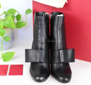 New VALENTINO GARAVANI Bow Leather Ankle Boot– Statement Heels for Night EUR39.5 - Picture 1 of 17
