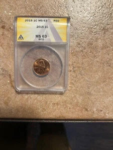 2015 lincoln shield cent Ms-63, nice red!! - Picture 1 of 4