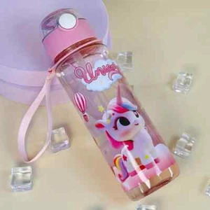 1 Sport-Trinkflasche mit Einhorn-Motiv 700 ml mit Strohhalm und Trageschlaufe - Bild 1 von 1