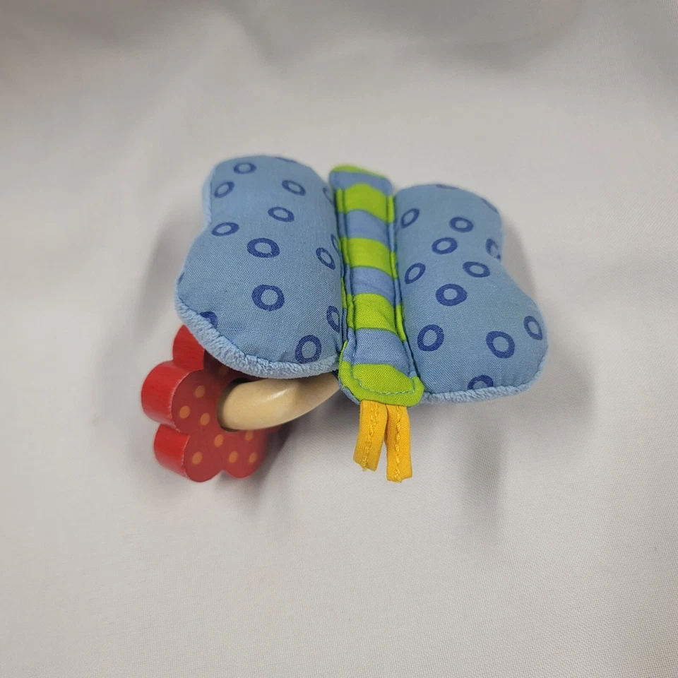 Haba Baby Butterfly Wood Wooden Teething Teether Crinkle Grasping Chew Toy - Image 1 of 4