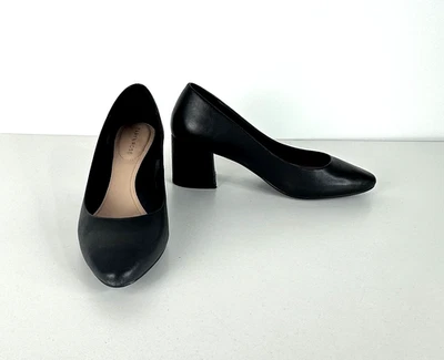 Taryn Rose Rochelle Black Leather Block Heel Slip On Pumps Womens 7.5 B - Image 1 of 4