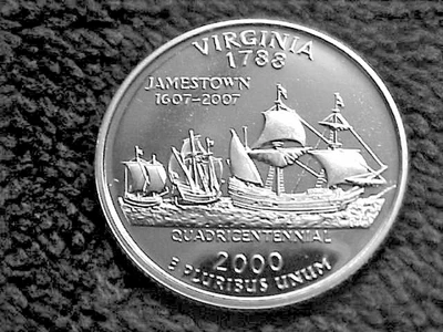 2000 S PROOF VIRGINIA STATE  QUARTER FROM PROOF SET - CLAD - Image 1 of 2