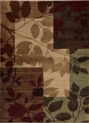 Transitional Leaf Multi Area Rug 9x12 Casual Square Vines - Approx 9'2" x 12'5" - Image 1 of 3