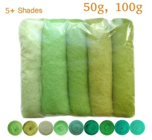 Light Green Colours Shades Pack Carded Roving Wool Needle Felting Spinning DIY - Picture 1 of 6