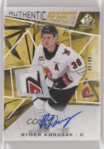 2021-22 Upper Deck SP Game Used CHL Edition Gold /49 Ryder Korczak #7 Patch Auto