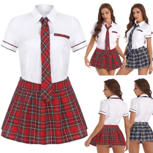 Sexy freche Damen-Schulmädchenuniform Outfits Kostüm Cosplay neu - Bild 1 von 23