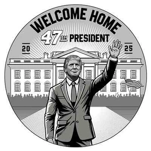 Ronda de plata Trump de 1 oz .999 BU MAGA 2025 Welcome Home President L/E 0101/4500 - Imagen 1 de 3
