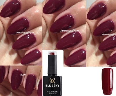 BLUESKY GEL NAIL POLISH BURGUNDY RED AUTUMN WINTER COLOR 80557 UV LED SOAK OFF