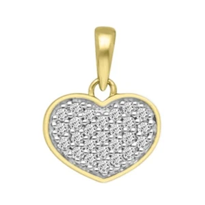 9ct / 9K Yellow Gold & Natural Diamonds Heart Pendant with 9ct Chain 0.14ct - Picture 1 of 11