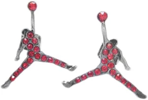 MICHAEL JORDAN SILBER - PLATTIERT PAAR OHRSTECKER SILBER ROT JUMPMAN JUMP MAN - Bild 1 von 6