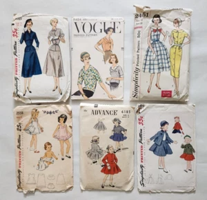 Vintage 50's Sewing Patterns Lot of 6 Simplicity Vogue Womens Girls - Picture 1 of 4