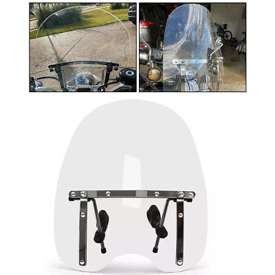 19"x17" Clear Universal Motorcycle Windshield Fit 7/8'' 1'' 1.25" Handlebar - Image 1 of 4