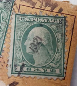 RAR Anfang 1900 Green George Washington 1 Cent Briefmarke auf einer Postkarte Vintage gebraucht - Bild 1 von 6
