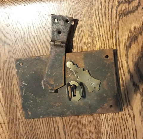 18th C. Chest, Cabinet Lock With Original Key Cover