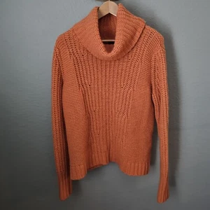 Banana Republic Chunky Turtle Neck Light Orange Italian Yarn Sweater L - Picture 1 of 7