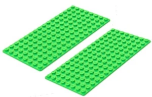 2 NEW BRIGHT GREEN LEGO BASEPLATE LOT 8X16 dot base board 2.5x5 inch plate - Picture 1 of 1