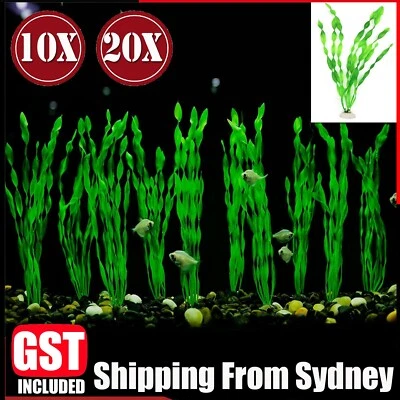 UP 20Pcs Artificial Plastic Water Grass Plants Fish Tank Decor Aquarium Ornament - image 1 of 4