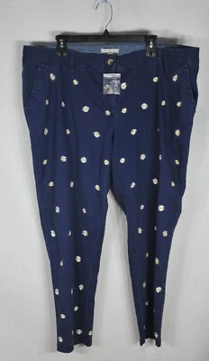 Calça chino feminina bordada 20W nova sem etiquetas - Imagem 1 de 4