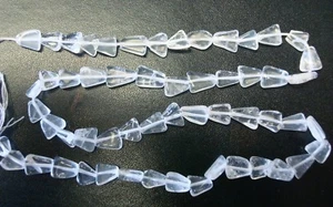 Crystal Quartz natural stone triangle bead 14in strand approximately 40pcs SB004 - Picture 1 of 3