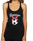 Cute Soccer Mom Ribbon Soccer Ball Gift Sports Tri-Blend Racerback Tank Top
