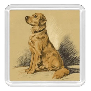 Golden Retriever Seated Dog Acrylic Coaster Novelty Drink Cup Mat Great Gift - Picture 1 of 1