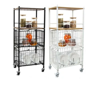 Storage Rack With Wheel Rolling Cart Bathroom Bedroom Kitchen Organizer 3 Tiers - Picture 1 of 15