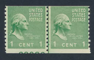 US EFO #839 1¢ PREXIE MISCUT LINE PAIR w/PLT # - MINT VF NH - Picture 1 of 1