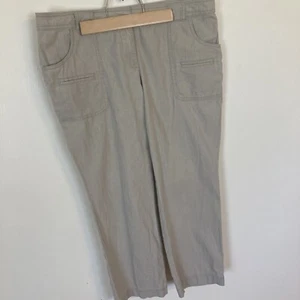 Pantalones al tobillo usados New York Co bronceados de lino talla 10 playa ligeros - Imagen 1 de 9