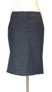 BCBG MAXAZRIA Skirt Blue Stretch Denim High Low Lined Sz 2 - Picture 1 of 4