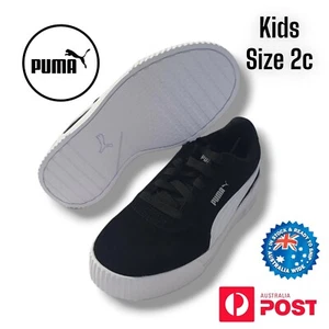 Puma Kids Carina PS Suede Shoes Size US 2C (20cm) Unisex Black & White - Picture 1 of 10