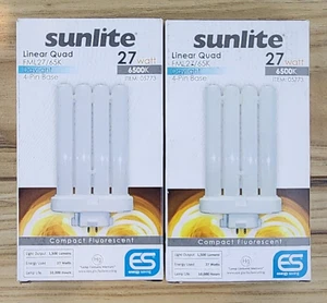 NEW 2 Pack Sunlite 27 120 V Linear Quad FML27/65K S 4 Pin Base Bulb 05773 GX10Q - Picture 1 of 3