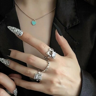 18k white gold made with Swarovski crystal open band Solitaire ring free size Foto 1 de 4