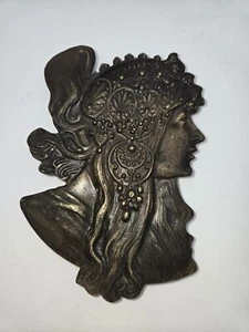 1970er Alphonse Mucha Bergamotte Messingwerke Zigeuner Boho Gürtelschnalle Vintage - Bild 1 von 4