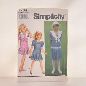 #7734 Simplicity Mädchen Kleid mit/ohne Kragen Schnittmuster Gr. 12-14 - Bild 1 von 4