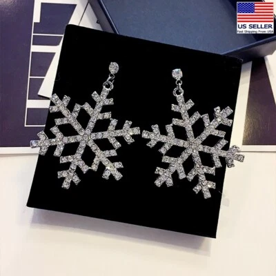 Pendientes de plata de ley 925 para mujer cristal completo copo de nieve estilo delicado  Foto 1 de 4