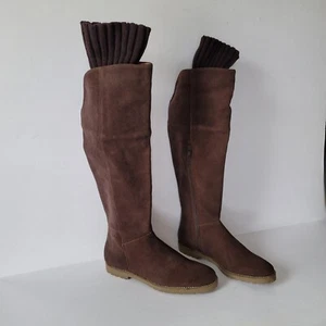 Corso Como Radar Brown Leather Upper Suede Over-The-Knee Flat Boots. Size 7M - Picture 1 of 10