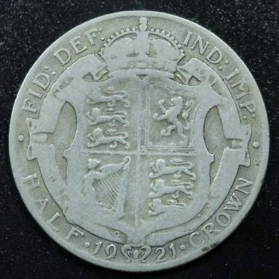 Media corona de plata Gran Bretaña 1921 - George V - km# 818,1a Foto 1 de 2