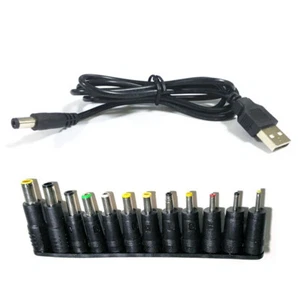 USB to DC Jack 5V Charging Cable Power Cord 5.5*2.1mm with 12 Sizes Connector - Picture 1 of 11