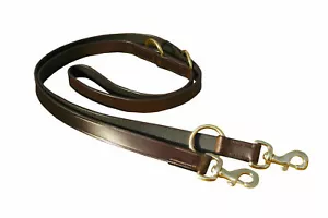 More details for police style tracking training leather dog lead, brown color in brass fittings