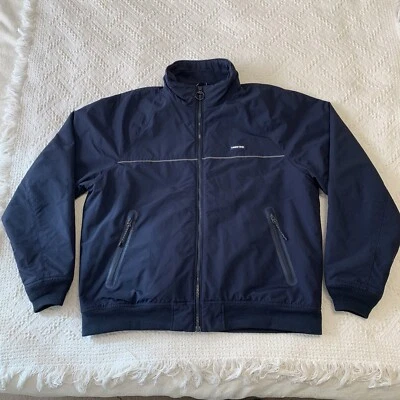 Vintage Lands End Jacket Mens Large Blue Fleece Lined Bomber Outdoors 90s - Image 1 of 4