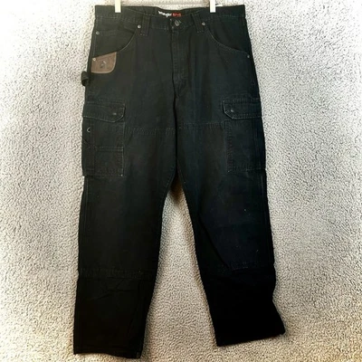 Calça Wrangler Masculina 35x32 Preta Riggs Workwear Carga Joelho Duplo Utilitário Pesado - Imagem 1 de 4