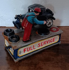 FULL SERVICE AUTO CARS CAST IRON BANK GIFT HOME OFFICE - Picture 1 of 5
