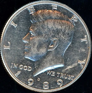 1989-D KENNEDY HALF DOLLAR 1-COIN BRILLIANT ABOUT UNCIRCULATED - Picture 1 of 2